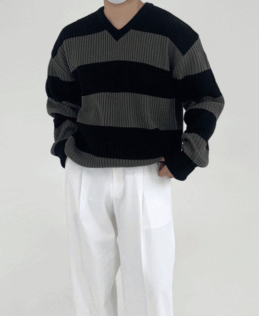 로나 스트라이프 스웨터 니트 (3color)